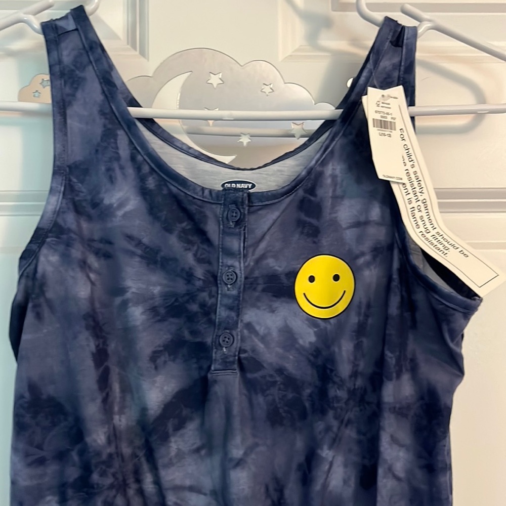 GIRLS EMOJI JUMPSUIT TIEDYE BLUE🫶🏼 LARGE 10/12 NWT 🏷️ OLD NAVY